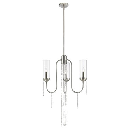 Z-Lite Siena 3 Light Chandelier, Brushed Nickel & Clear 433-3BN